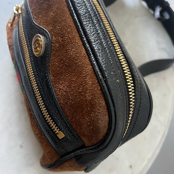 Gucci Brown and Black Suede Bag with Gold Accents - Picture 5 of 13